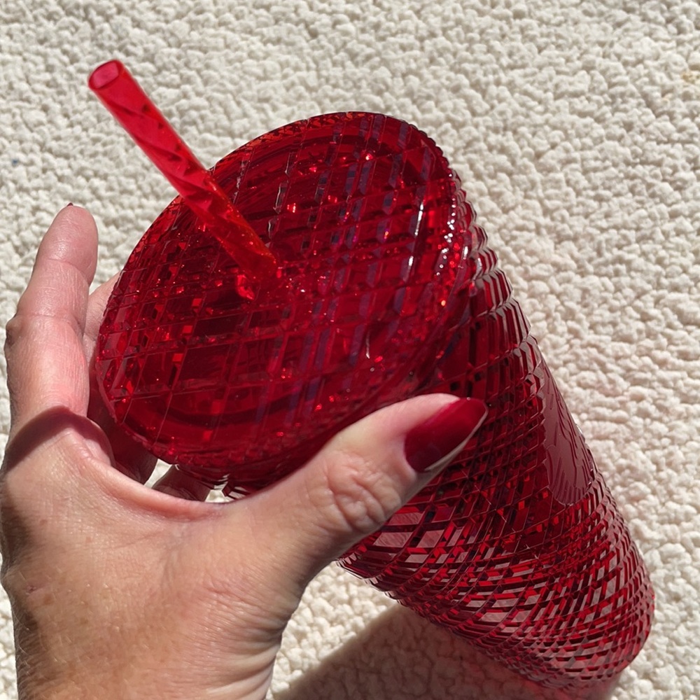 NEW Starbucks Venti Red Jewel Studded Holiday 2021 Cold Cup Tumbler - Picture 4 of 10